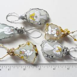 Christmas Angels - Hand Painted Sea Glass Tree Decorations Set Of 5 - thumbnail 2