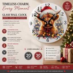 Christmas Highland Cow Clock - Silent Wall Clock, 20/30cm Holiday Home Decor - thumbnail 1