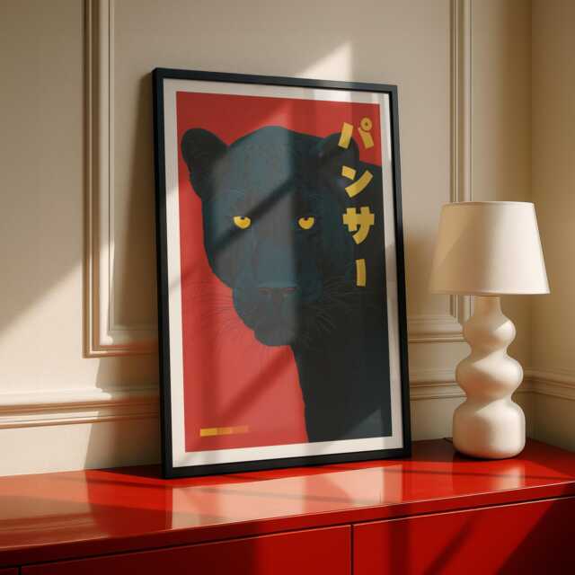 Black Panther Japanese Poster - Big Cat Fashion Wall Art Print, Bold Modern Decor - image 1