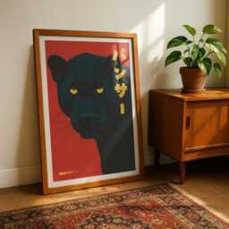 Black Panther Japanese Poster - Big Cat Fashion Wall Art Print, Bold Modern Decor - thumbnail 2