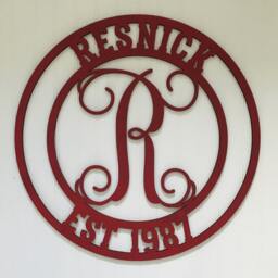Personalized Family Name Sign, Monogram Wall Hanging, Last Est Date Door Hanger Wedding, Gift - thumbnail 2