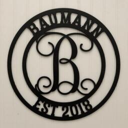 Personalized Family Name Sign, Monogram Wall Hanging, Last Est Date Door Hanger Wedding, Gift - thumbnail 3