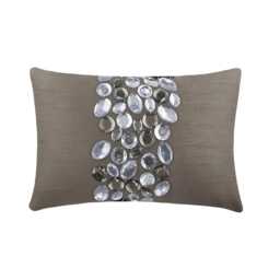 Decorative Oblong/Lumbar Rectangle Throw Pillow Covers Accent Couch 12x16 Silver Silk Pillows Crystal Embroidered - Delight - thumbnail 1