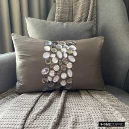 Decorative Oblong/Lumbar Rectangle Throw Pillow Covers Accent Couch 12x16 Silver Silk Pillows Crystal Embroidered - Delight - thumbnail 2