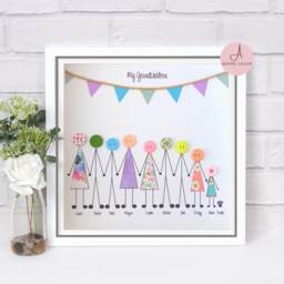 Family Personalised Button People Frame/Xmas Gifts Grandparents - thumbnail 3