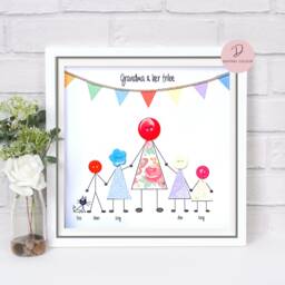 Family Personalised Button People Frame/Xmas Gifts Grandparents - thumbnail 2