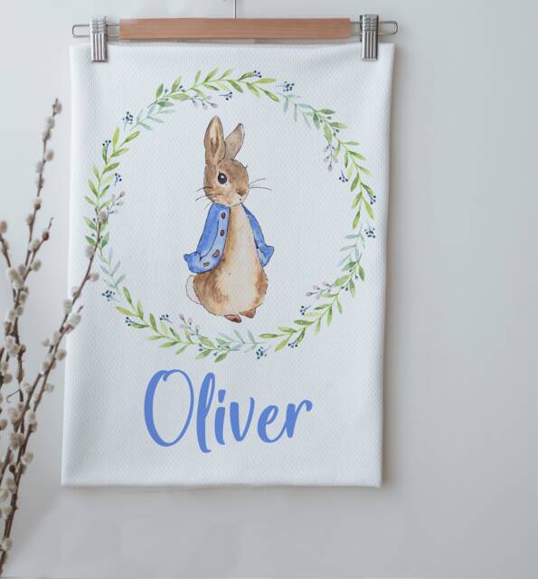 Peter Rabbit Blanket, Baby Boy Personalized 80x90 cm Organic Cotton Personalised Gift Blanket - image 1