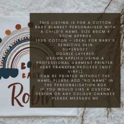 Peter Rabbit Blanket, Baby Boy Personalized 80x90 cm Organic Cotton Personalised Gift Blanket - thumbnail 3
