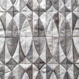 Gray & White Cowhide Patchwork Rug - Handmade Leather Floor Decor - thumbnail 2