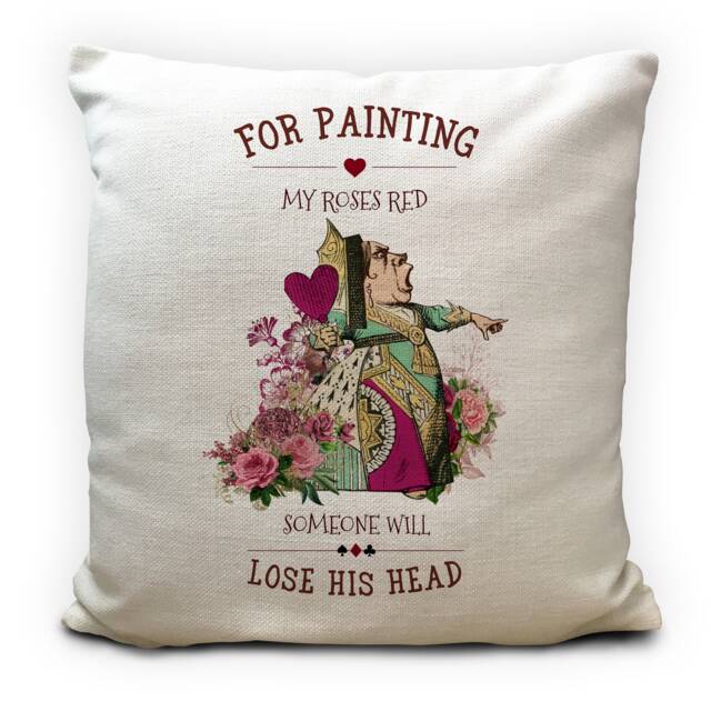 Alice Adventures in Wonderland Gift Cushion Cover Queen Of Hearts Painting Roses, Vintage Tea Party, Home Decor - 40cm 16 Inches - image 1