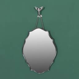 Bevelled Mid Century Ornate Scalloped Frameless Hanging Wall Mirror - thumbnail 1