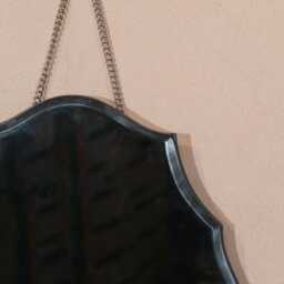 Bevelled Mid Century Ornate Scalloped Frameless Hanging Wall Mirror - thumbnail 3