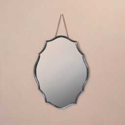 Bevelled Mid Century Ornate Scalloped Frameless Hanging Wall Mirror - thumbnail 2
