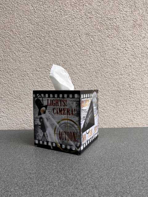 Gift For Actor Cinema Tissue Box Movie Camera Tissue Cover Wooden Camera Clapperboard Director's Chair Film Roll Lover Gift - image 1