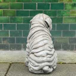 Stone Shar Pei Dog Statue Concrete Wrinkled Puppyffigurine Garden Pet Ornament Memorial Decor Handcrafted Lover Gift Cement Lawn Art - thumbnail 4