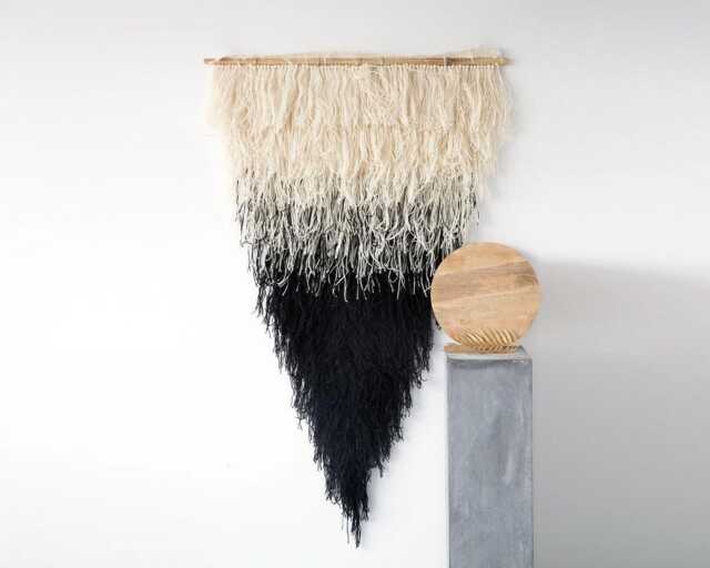 Black White Ombre Tapestry - Large Fringe Wall Hanging Boho Statement Art Elegant Handwoven Decoration Minimalist Home Decor Zen - image 1