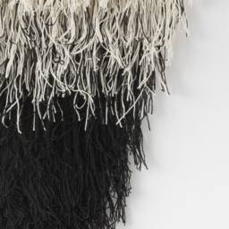 Black White Ombre Tapestry - Large Fringe Wall Hanging Boho Statement Art Elegant Handwoven Decoration Minimalist Home Decor Zen - thumbnail 2