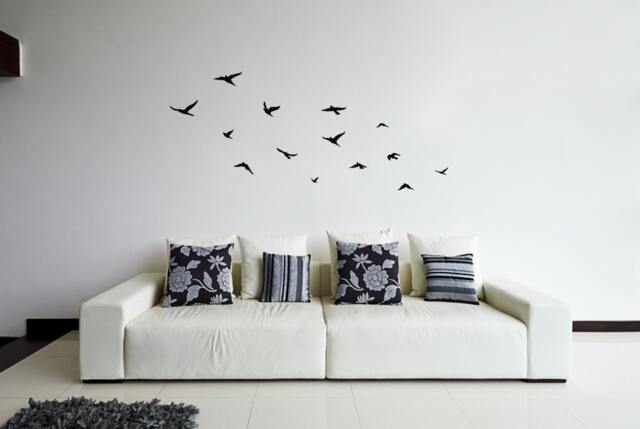Flying Birds Wall Sticker - Flock Of Wall Decal Decor Removable Above Lounge Art - image 1