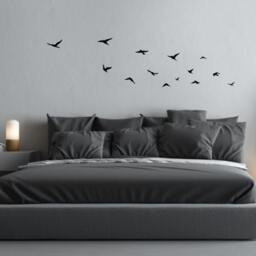 Flying Birds Wall Sticker - Flock Of Wall Decal Decor Removable Above Lounge Art - thumbnail 3