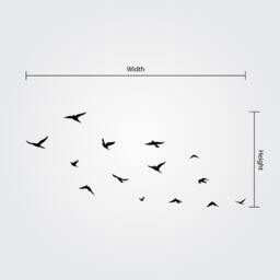 Flying Birds Wall Sticker - Flock Of Wall Decal Decor Removable Above Lounge Art - thumbnail 2