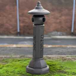 Large Concrete Pagoda Statue Asian Zen Garden Decor Handmade Black Sculpture Japanese Lantern Figurine Stone Gift