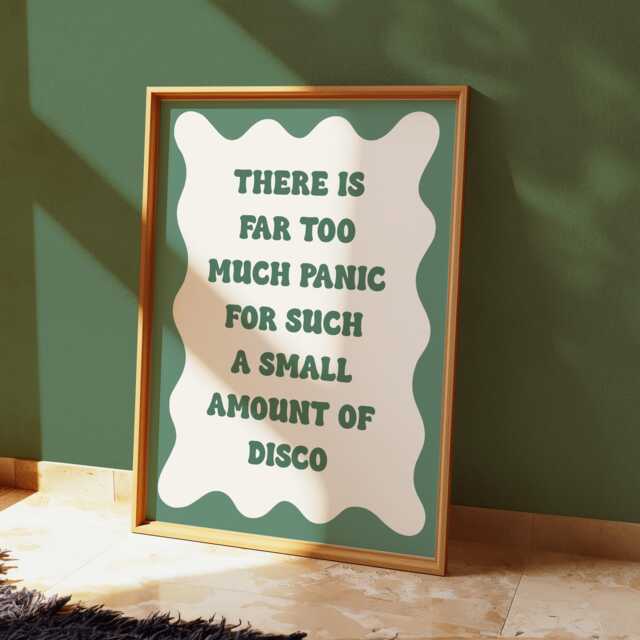 Too Much Panic Not Enough Disco - Green Retro Prints, Funny Anxiety Adhd Print, Quote Prints - image 1