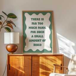 Too Much Panic Not Enough Disco - Green Retro Prints, Funny Anxiety Adhd Print, Quote Prints - thumbnail 2