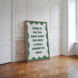 Too Much Panic Not Enough Disco - Green Retro Prints, Funny Anxiety Adhd Print, Quote Prints - thumbnail 3