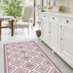 Pink Kilim Vinyl Floor Mat Ethnic PVC Rug - thumbnail 2