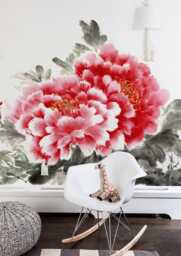 Chinese Brush & Ink Wallpaper, Peel & Stick, Wall Covering, Floral Watercolor, Self Adhesive, Decal, Roses, Garden #14 - thumbnail 1