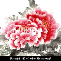 Chinese Brush & Ink Wallpaper, Peel & Stick, Wall Covering, Floral Watercolor, Self Adhesive, Decal, Roses, Garden #14 - thumbnail 3