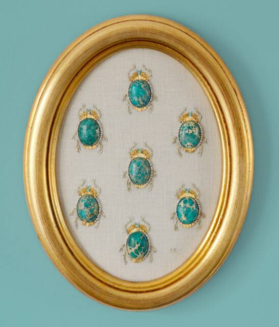 Scarab Embroidery Painting/Egyptian Style Art Cabinet Of Curiosities - image 1