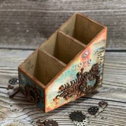 Steampunk Desk Organizer, Remote Control Holder, Steampunk Decor, Living Room Decor, Desk Organizer, Bedroom Steampunk Decor - thumbnail 2