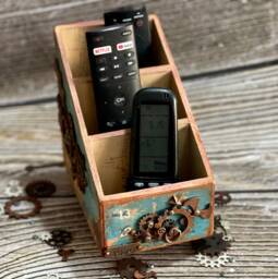 Steampunk Desk Organizer, Remote Control Holder, Steampunk Decor, Living Room Decor, Desk Organizer, Bedroom Steampunk Decor