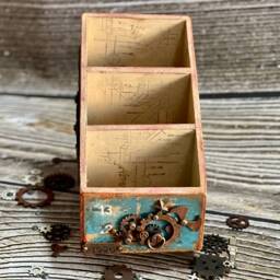 Steampunk Desk Organizer, Remote Control Holder, Steampunk Decor, Living Room Decor, Desk Organizer, Bedroom Steampunk Decor - thumbnail 3