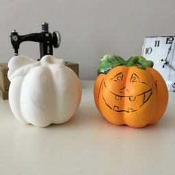 Halloween Decor, Ready To Paint, Ceramic Pumpkin Bank, Bisque, Unpainted Cash Box, Piggy Banks, Pumpkin, Art Toys - thumbnail 1