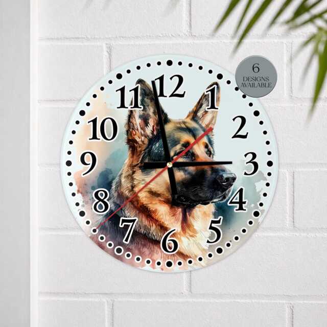 Glass German Shepherd House Clock - Kitchen Wall Home D??cor - image 1