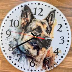 Glass German Shepherd House Clock - Kitchen Wall Home D??cor - thumbnail 4