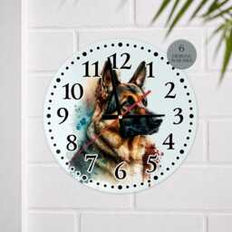 Glass German Shepherd House Clock - Kitchen Wall Home D??cor - thumbnail 3