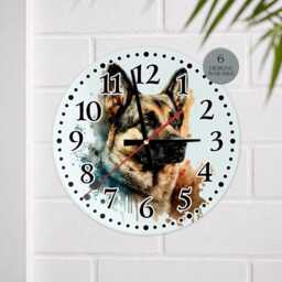 Glass German Shepherd House Clock - Kitchen Wall Home D??cor - thumbnail 2