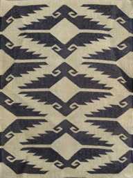 Handwoven Wool Jute Flatweave Rug - Natural & Black Tribal Kilim Design Boho Reversible Area - thumbnail 1