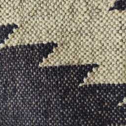 Handwoven Wool Jute Flatweave Rug - Natural & Black Tribal Kilim Design Boho Reversible Area - thumbnail 3
