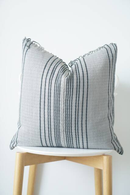 Gray Neutral Tribal Hemp Hand Woven Natural Dye Color Lumbar Pillow Cover - image 1