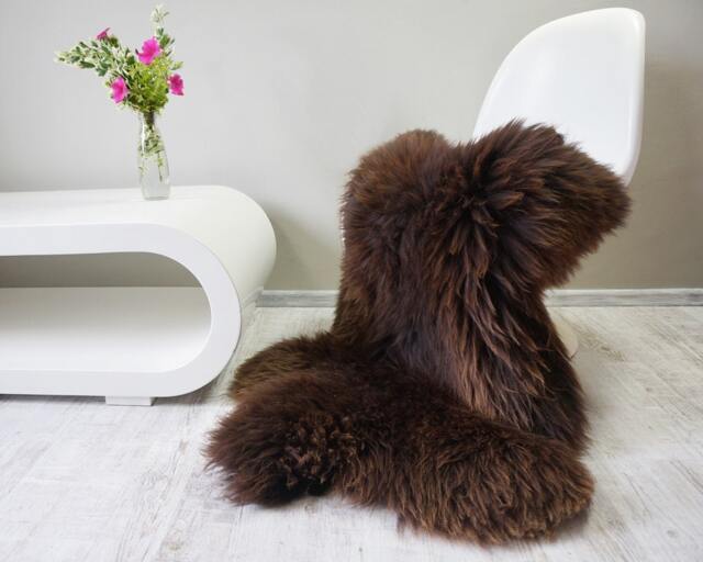 "Giant Brown Sheepskin Rug, Xl Genuine Leather Throw - 48"" X 28" - image 1