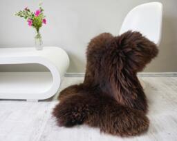 "Giant Brown Sheepskin Rug, Xl Genuine Leather Throw - 48"" X 28" - thumbnail 1