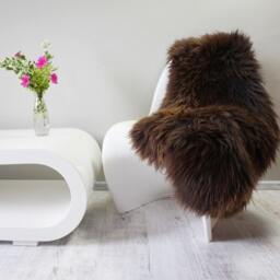 "Giant Brown Sheepskin Rug, Xl Genuine Leather Throw - 48"" X 28" - thumbnail 3