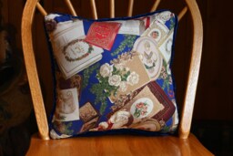 Victorian Christmas Blue Velvet Pillow, Santa Claus Holiday Decor - thumbnail 1