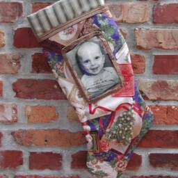 Victorian Christmas Blue Velvet Pillow, Santa Claus Holiday Decor - thumbnail 4
