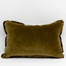Shumacher Print Custom Decorative Pillow, Throw Pillow With Tassel Decorated Front & Olive Green Velvet, Size 21 X 14 - thumbnail 2