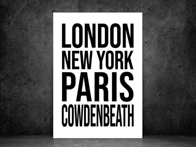 Cowdenbeath Iconic Bold Town Scotland Print Poster - Fife Gift Bespoke A5 A4 A3 Framed Or Unframed - image 1